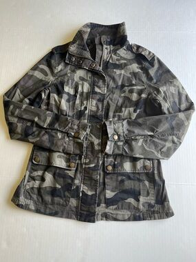 2Sable Women’s Green Camo Print Cotton Utility Military Cargo Casual Jacket M